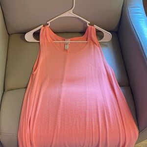 Vibrant Coral Sleeveless Tank Top Dress CACIA made in USA